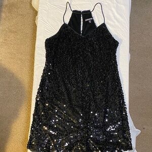 Express Black Sequin Evening Dress